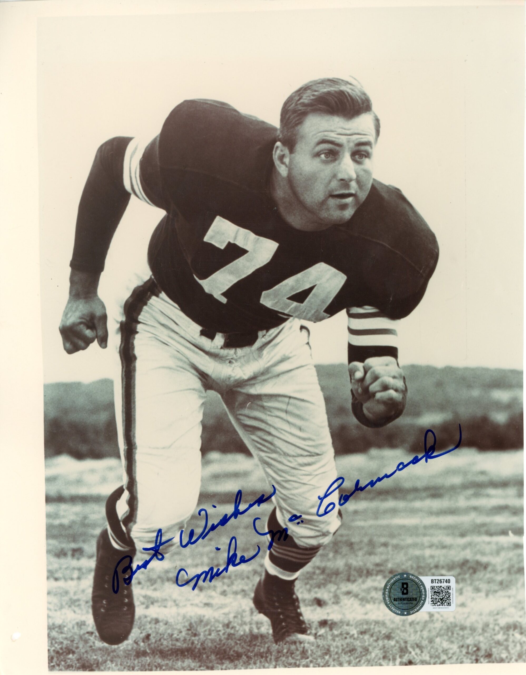 Mike McCormack Autographed Cleveland Browns 8x10 Photo Best Wishes Beckett 56652