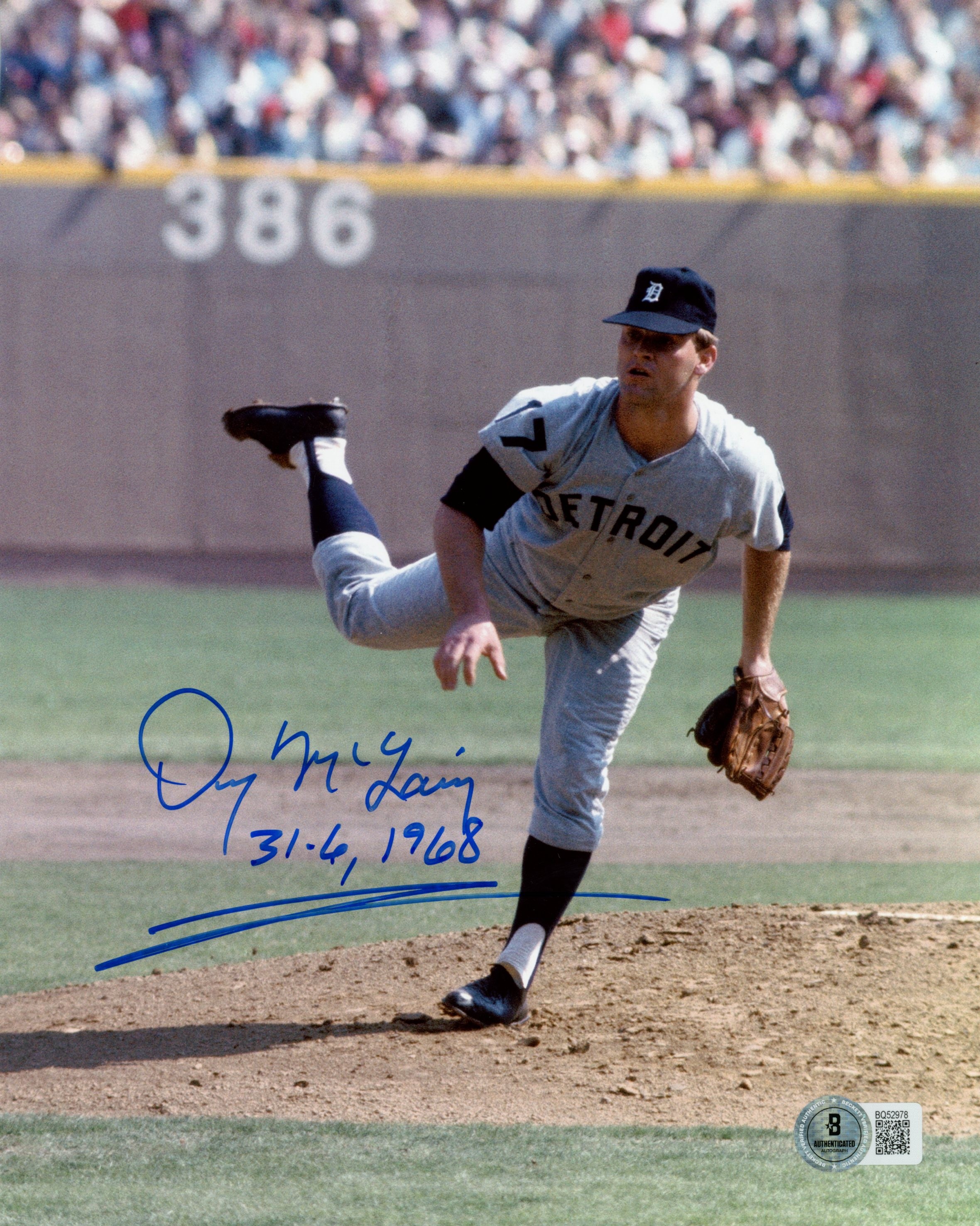 Denny McLain Autographed/Signed Detroit Tigers 8x10 Photo 31-6 Beckett 57435