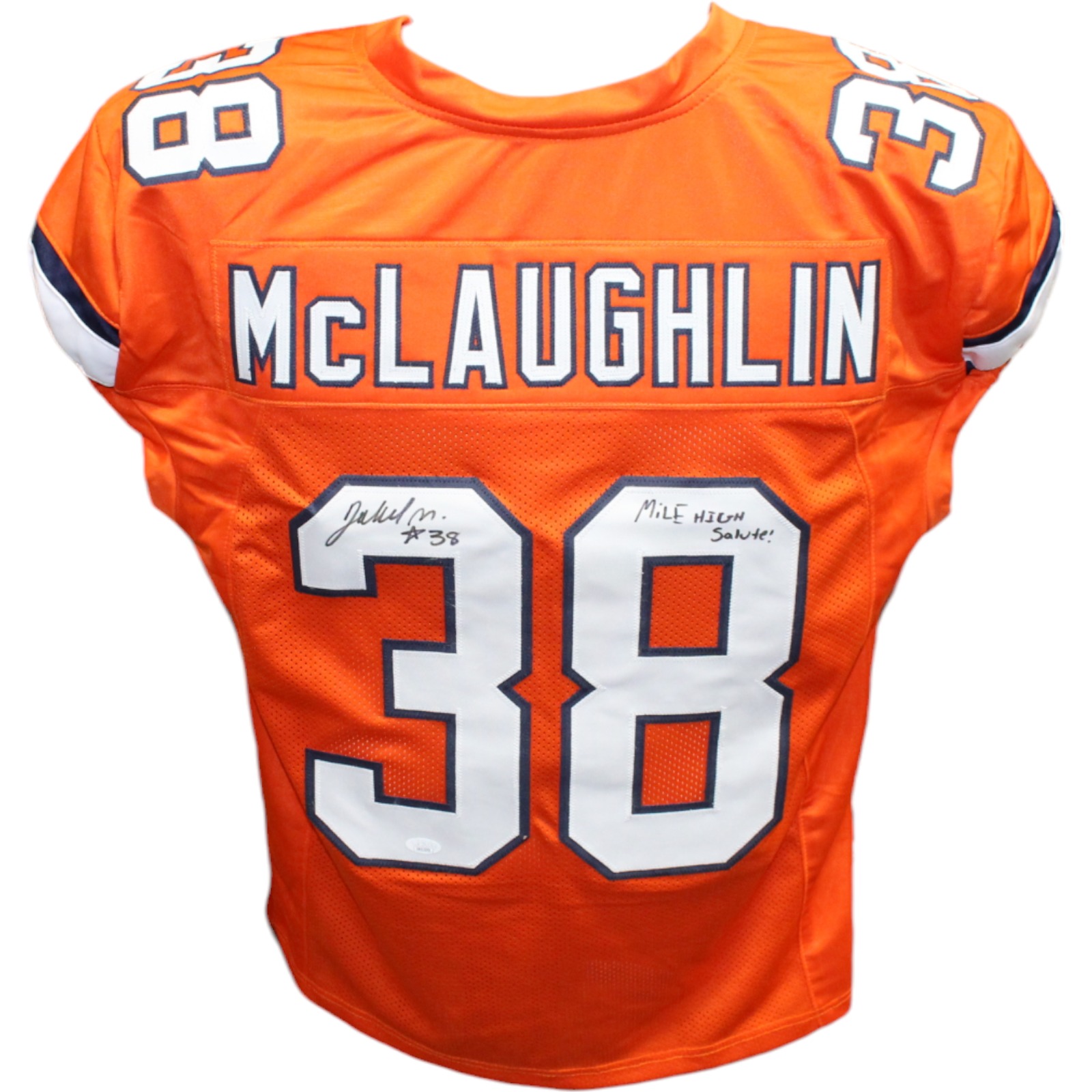 Jaleel McLaughlin Autographed/Signed Orange Pro Style Jersey JSA