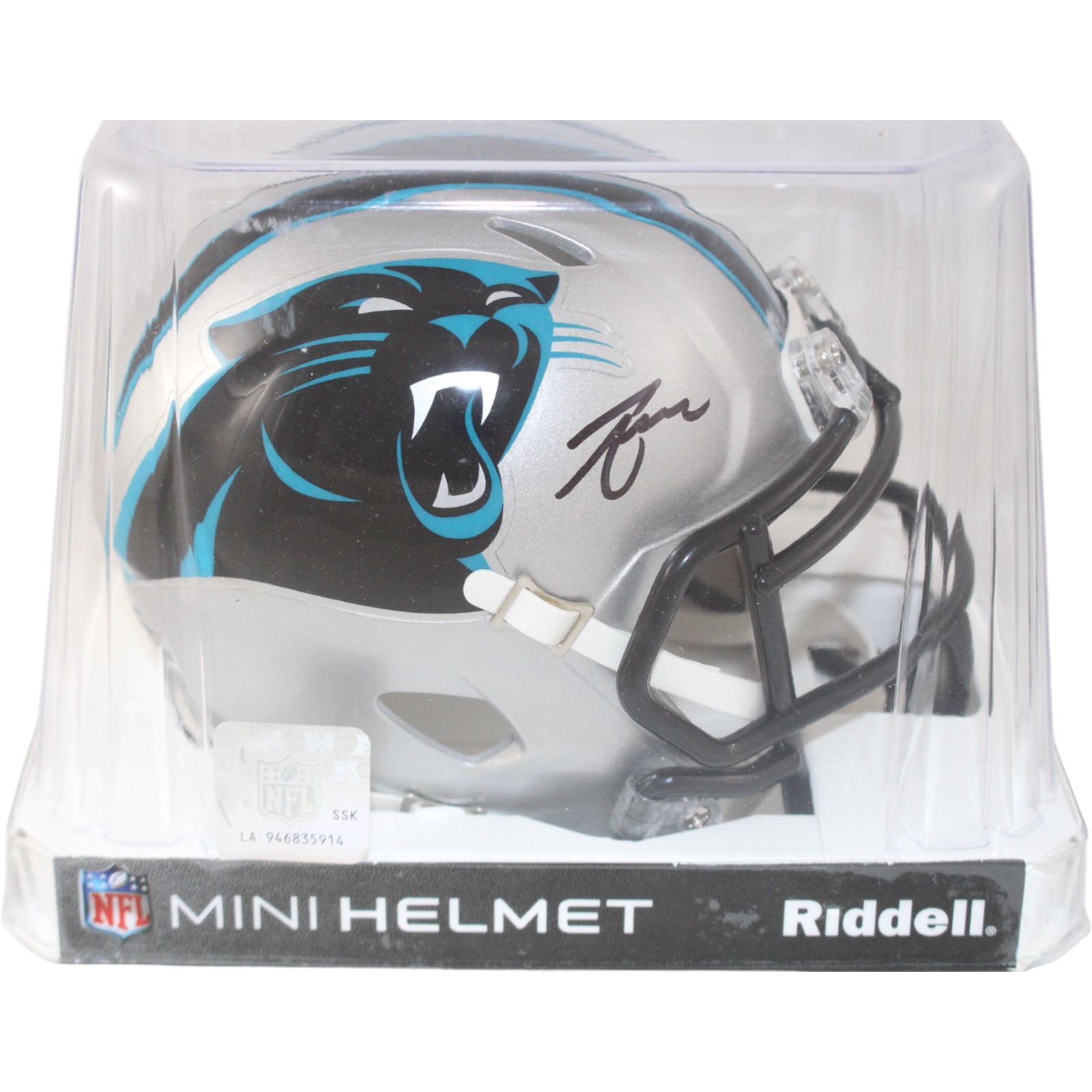 Tetairoa McMillan Autographed/Signed Carolina Panthers Mini Helmet Beckett 59174 5 Tetairoa McMillan Autographed/Signed Carolina Panthers Mini Helmet Beckett 59174