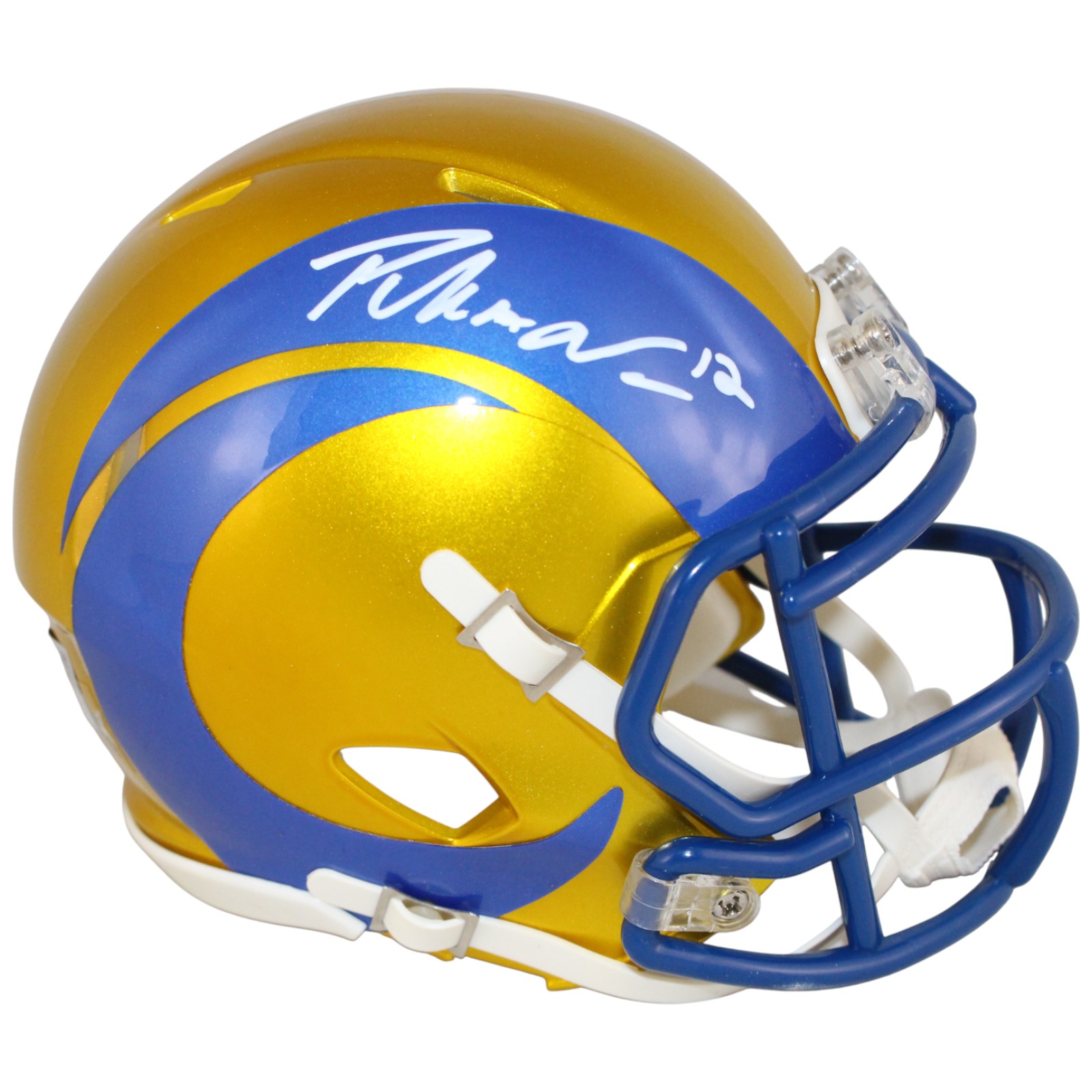 Puka Nacua Autographed/Signed Los Angeles Rams Flash Mini Helmet Fanatics 53351
