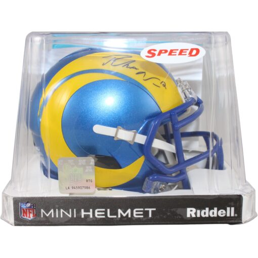 Puka Nacua Autographed/Signed Los Angeles Rams Mini Helmet Speed Fanatics 51035