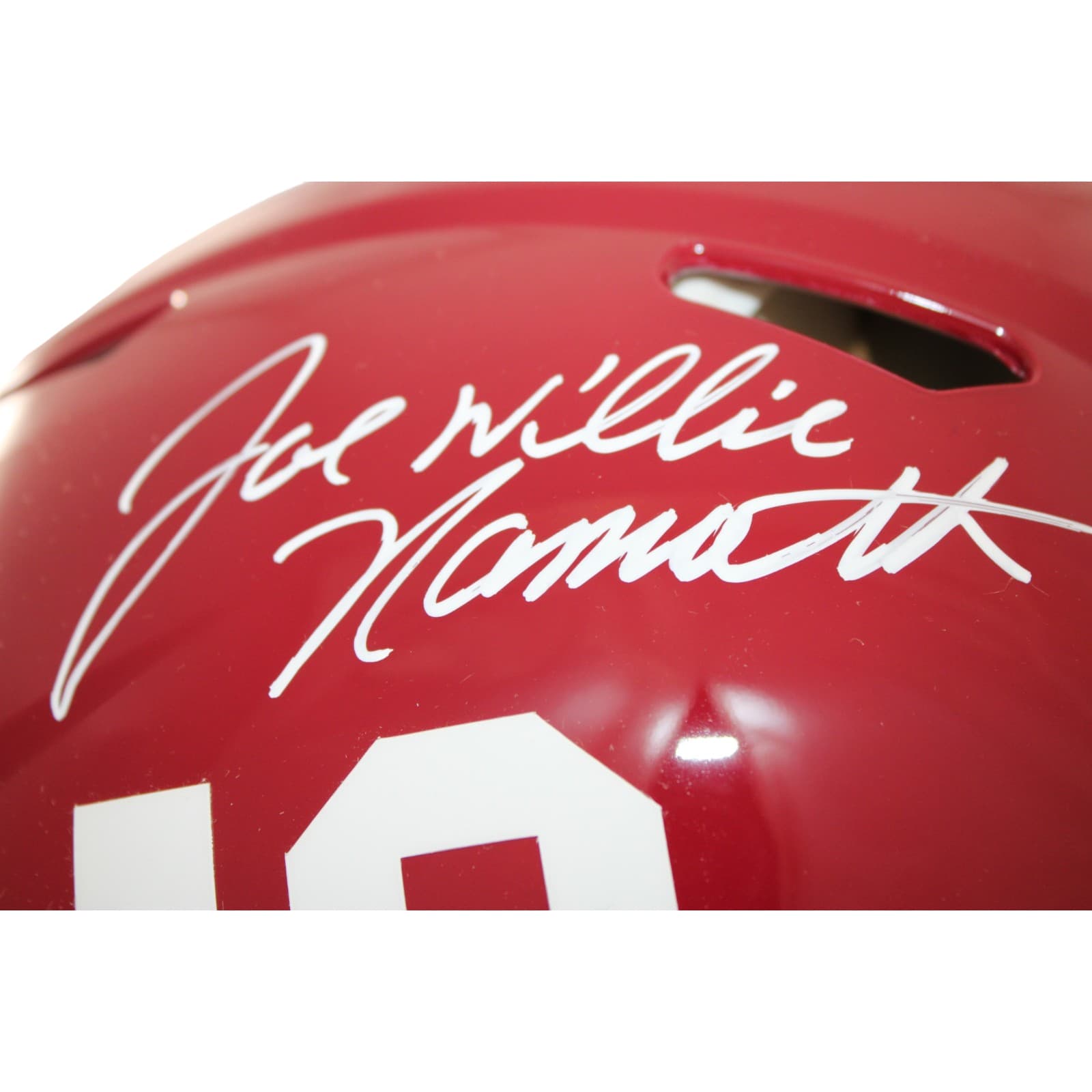 Joe Namath Signed Alabama Crimson Tide Helmet Pro w/Joe Willie Beckett WIT 58902 2 Joe Namath Signed Alabama Crimson Tide Helmet Pro w/Joe Willie Beckett WIT 58902