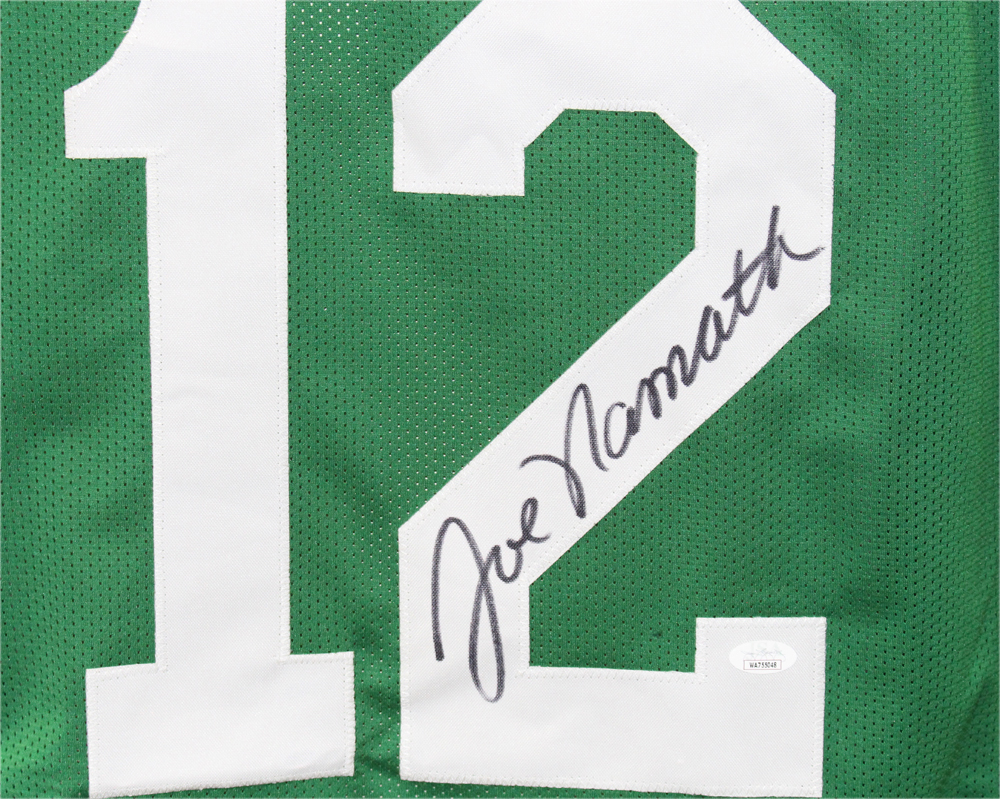 Joe Namath Autographed/Signed Pro Style Green XL Jersey Beckett – Denver  Autographs