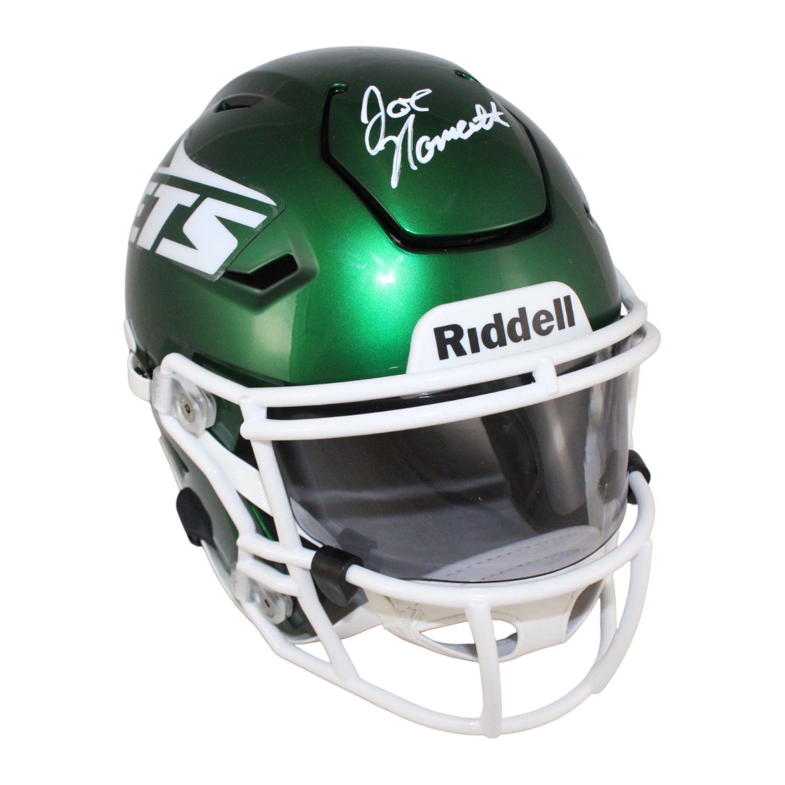 Joe Namath Autographed New York Jets Mid-Size Midi Helmet Beckett Witness 53327