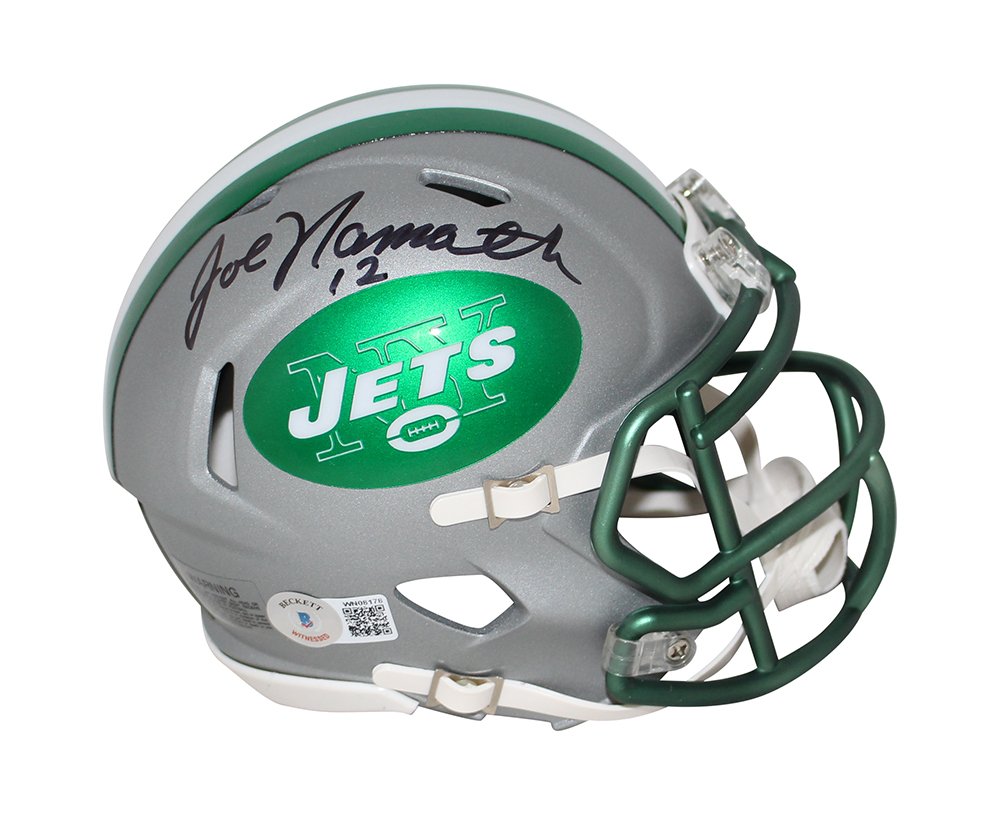 Joe Namath Autographed New York Jets Blaze Mini Helmet HOF Beckett BAS