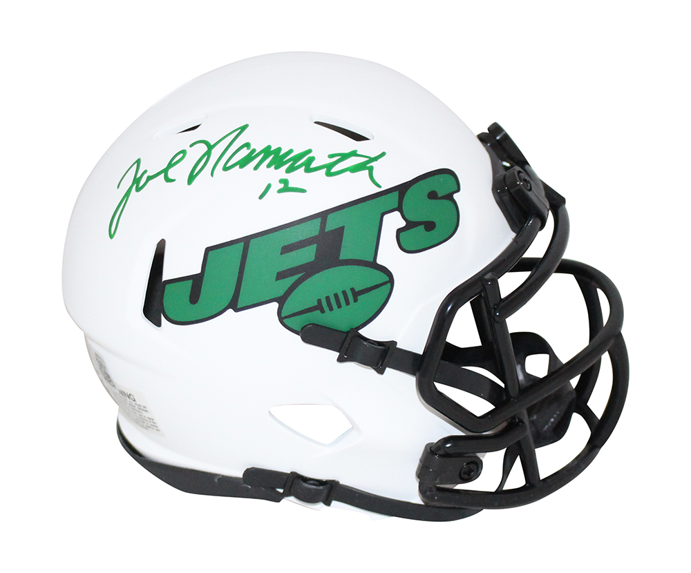 Joe Namath Autographed/Signed New York Jets Lunar Mini Helmet Beckett