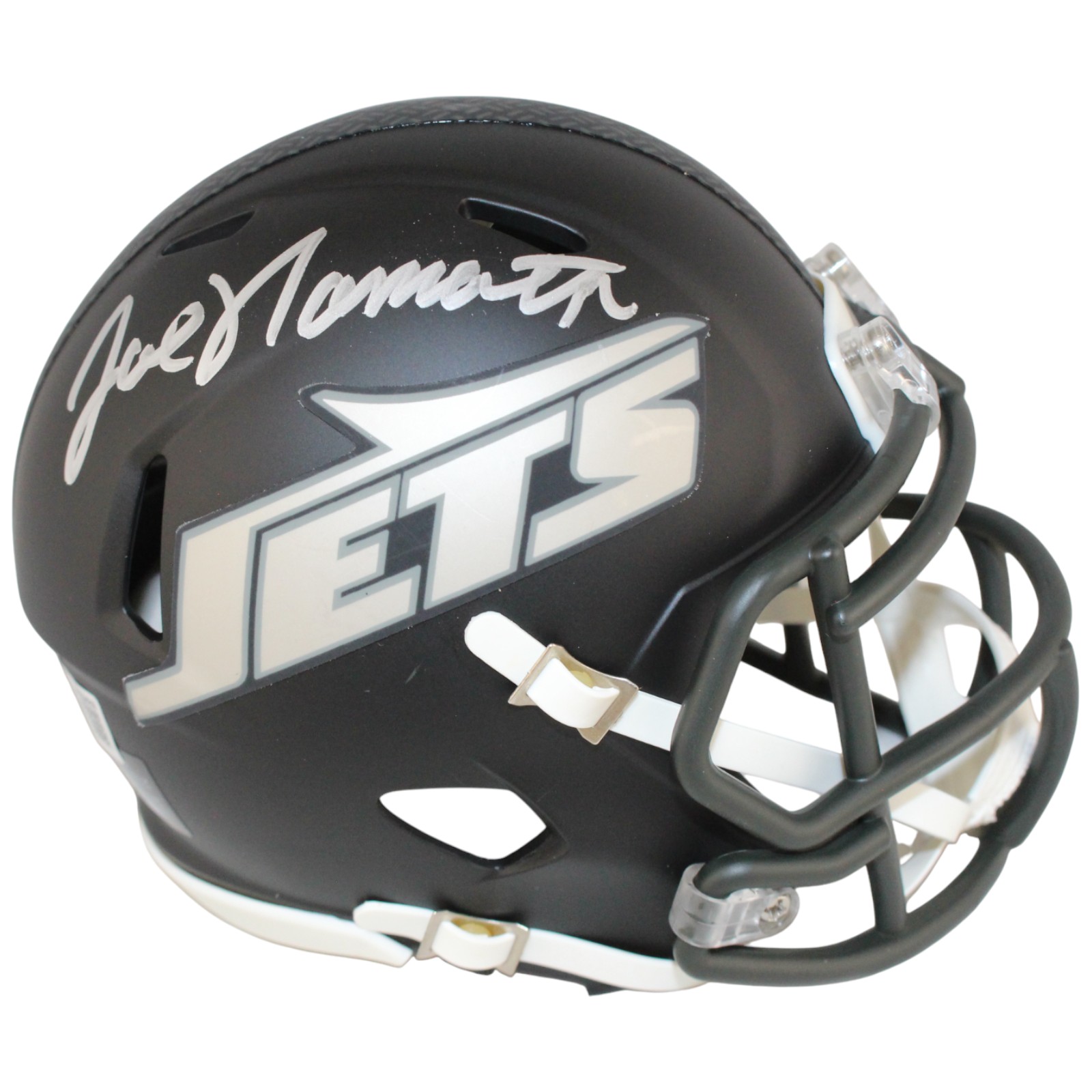 Joe Namath Autographed New York Jets Rivalries Mini Helmet Beckett Witness 53349