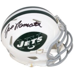 Joe Namath Autographed New York Jets TB 65-77 Mini Helmet Beckett Witness 53352