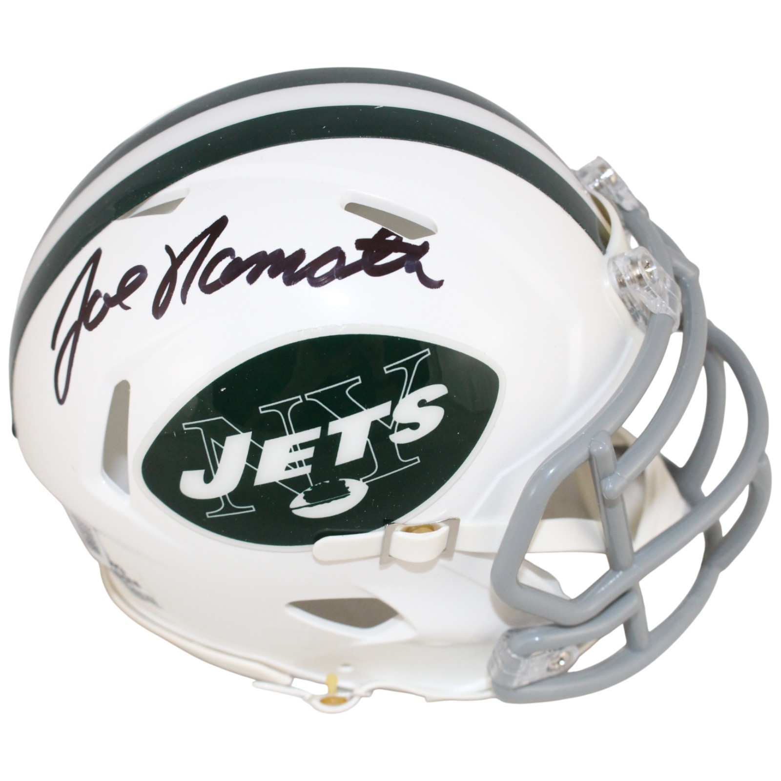 Joe Namath Autographed New York Jets TB 65-77 Mini Helmet Beckett Witness 53352