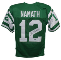 Joe Namath Autographed/Signed Pro Style Green Jersey JSA 33377