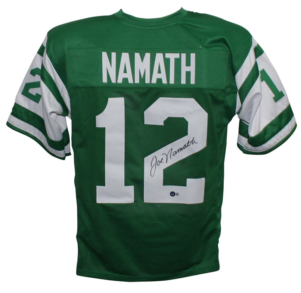 Joe Namath Autographed/Signed Pro Style Green XL Jersey BAS