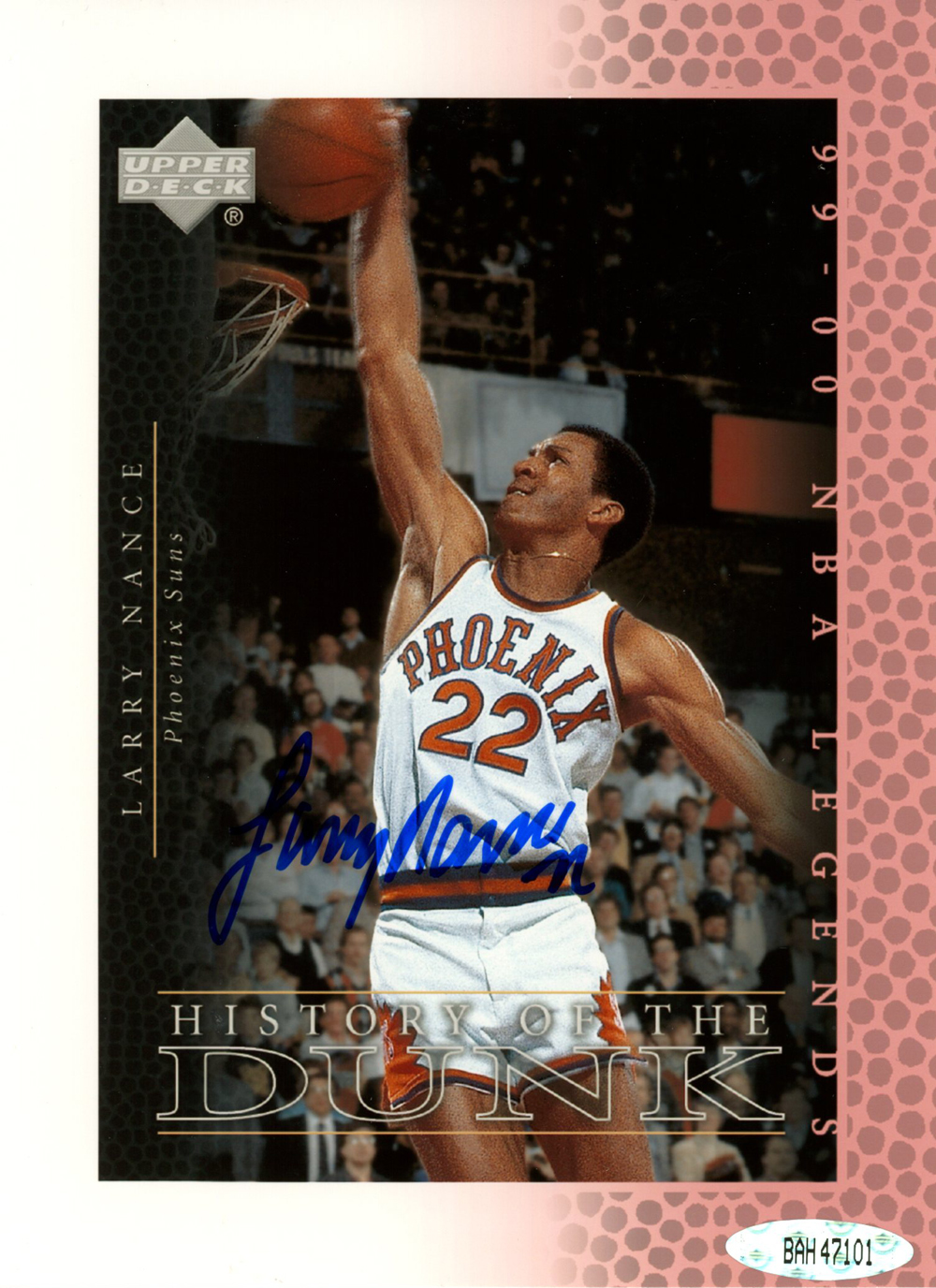 Larry Nance Autographed/Signed Phoenix Suns Upper Deck 4x6 Card UDA