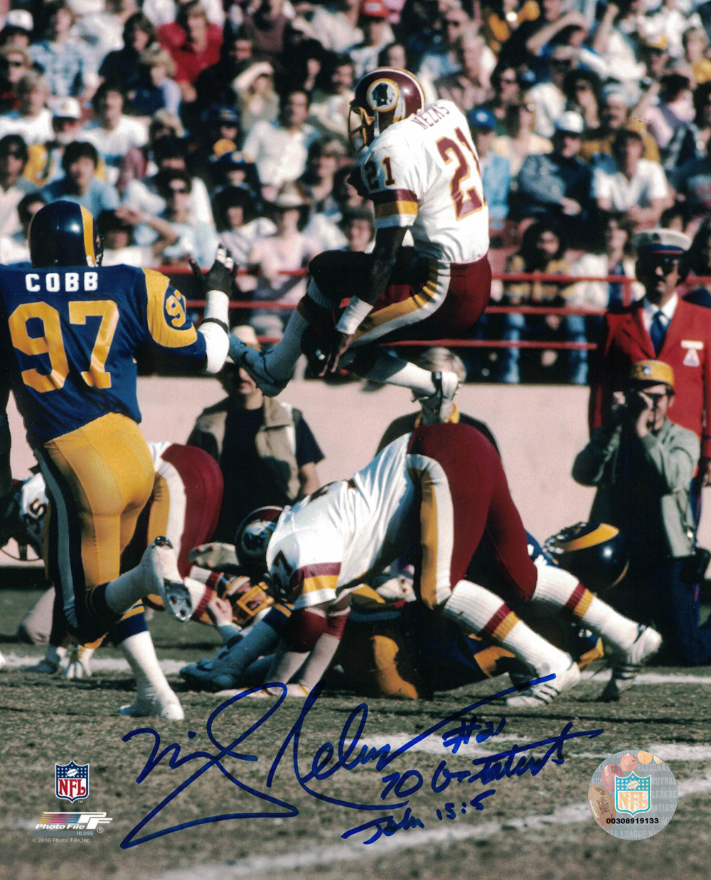 Mike Nelms Autographed Washington Redskins 8x10 Photo 70 Greatest 27897