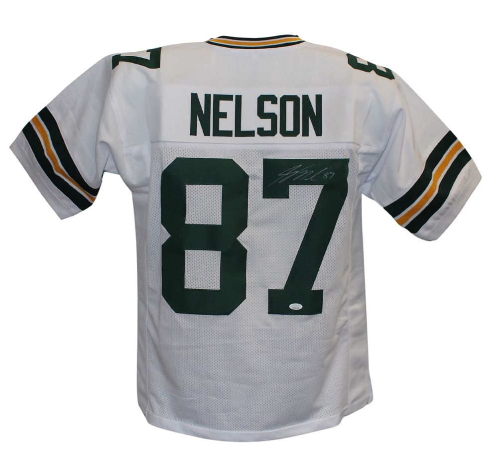 Jordy Nelson Autographed/Signed Pro Style White XL Jersey JSA 28100