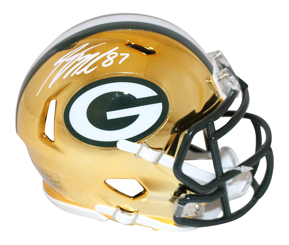 Jordy Nelson Autographed/Signed Green Bay Packers Chrome Mini Helmet JSA 27592
