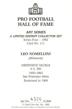 Leo Nomellini San Francisco 49ers Goal Line Art Card Series 4 #111 /5000 58128