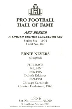 Ernie Nevers Duluth Eskimos Goal Line Art Card Series 6 No. 167 LE /5000 58125