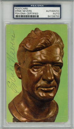 Ernie Nevers Signed Pro Football Hall of Fame Post Card PSA Slab