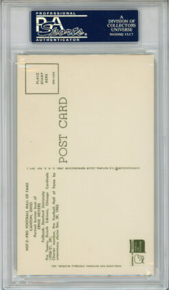Ernie Nevers Signed Pro Football Hall of Fame Post Card PSA Slab
