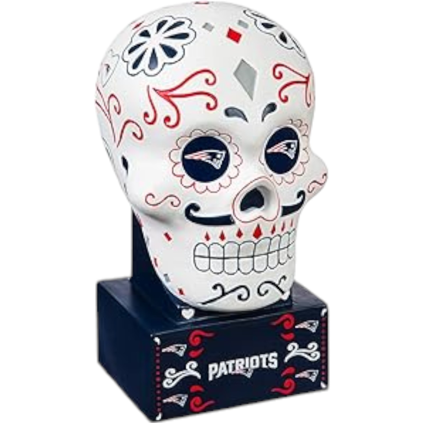 New England Patriots Team Color Sugar Skull Statue Evergreen New 28433