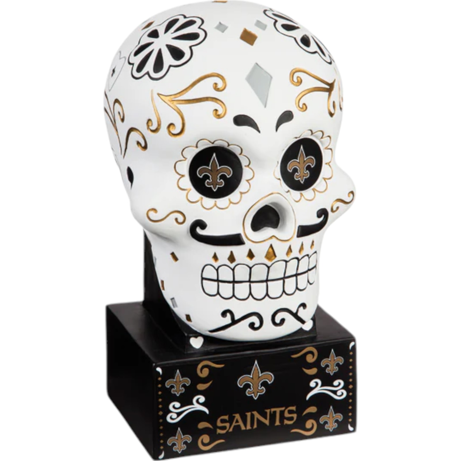 New Orleans Saints Team Color Sugar Skull Statue Evergreen New 28441