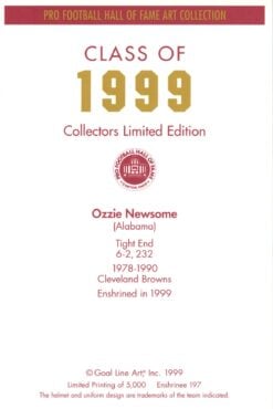 Ozzie Newsome Cleveland Browns Goal Line Art Card Class of 1999 58126