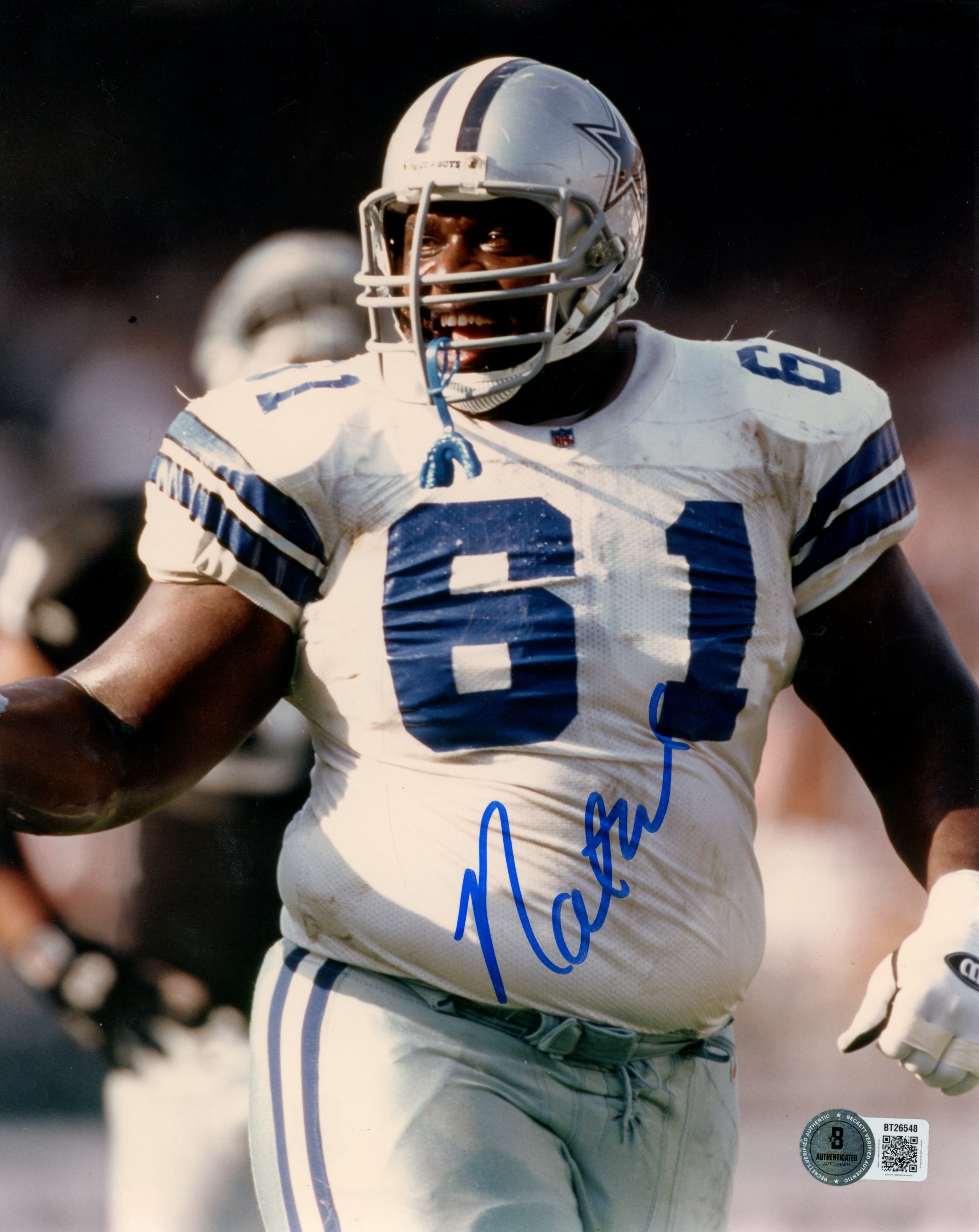 Nate Newton Autographed Dallas Cowboys 8x10 Photo White Smiling Beckett 56728