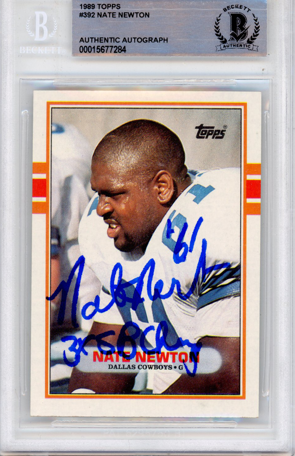 Nate Newton Autographed 1989 Topps #392 Slabbed BAS