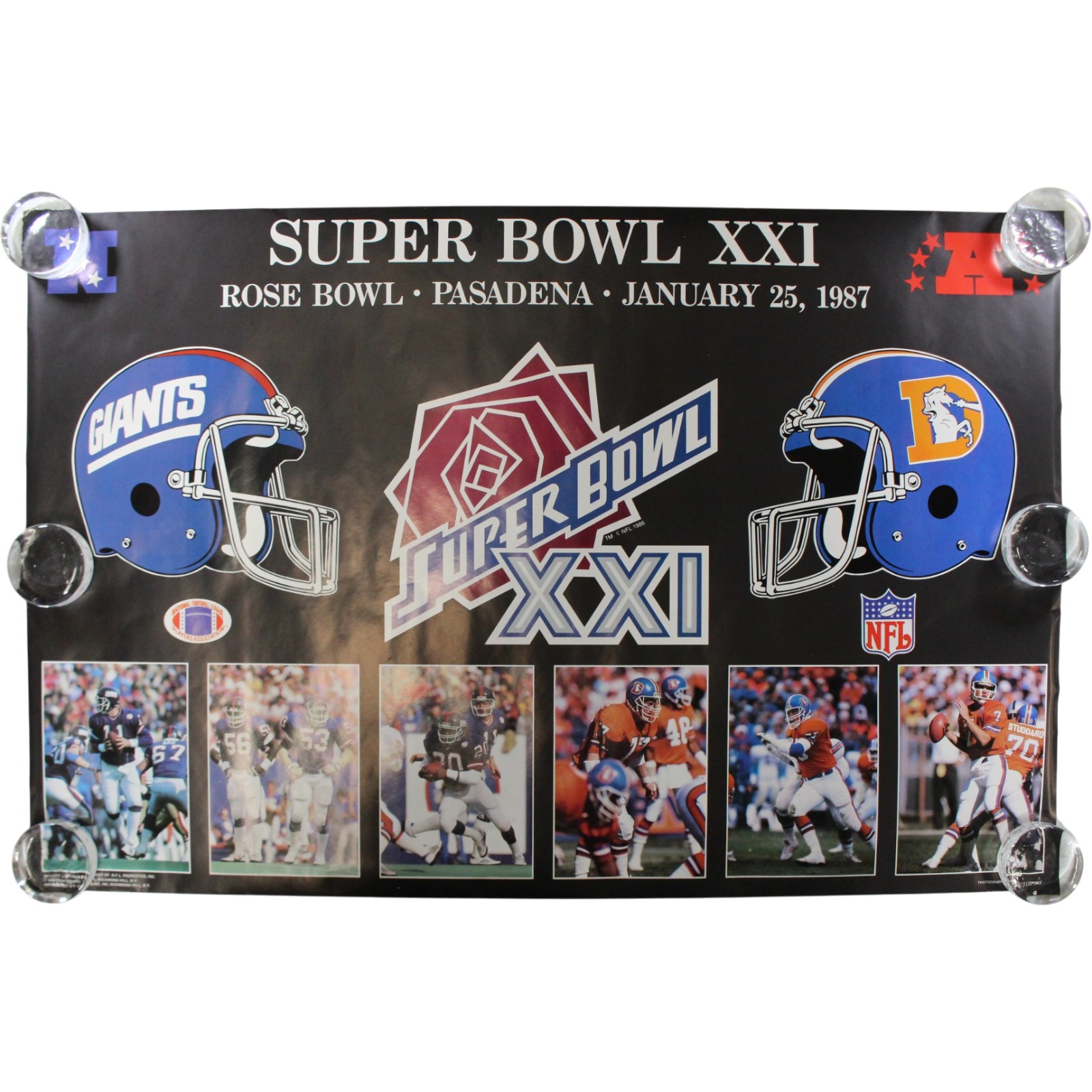 Super Bowl XXI New York Giants v. Denver Broncos 20x34 Vintage 1986 Poster 57570