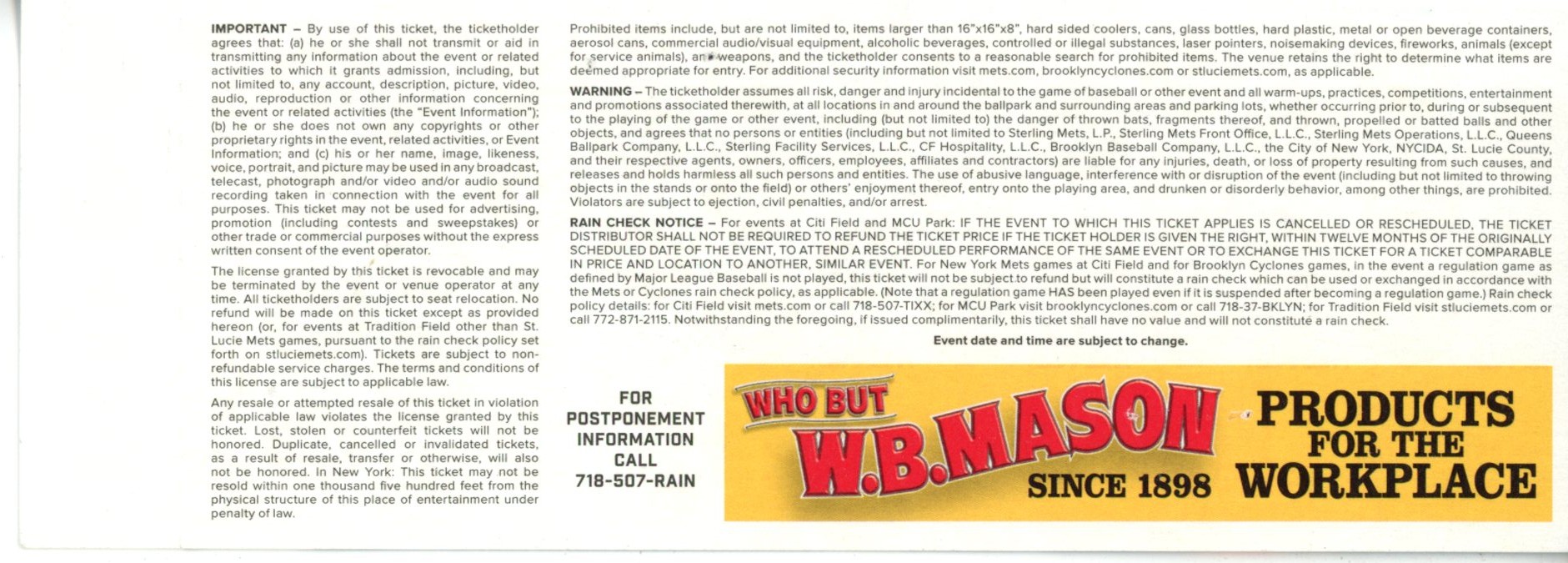 New York Mets Opening Day Ticket 4/8/2016 vs Philadelphia Phillies 55565