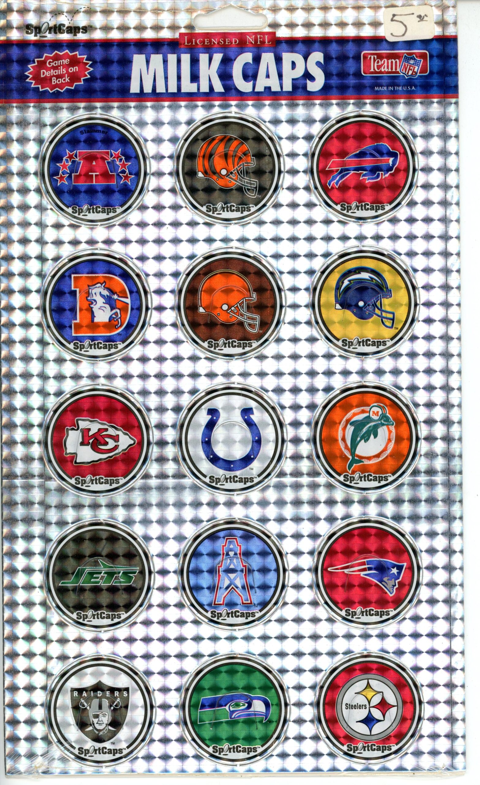 NFL Full Set of 30 1993 NFL Milk Caps Pogs Collectible Vintage 55905