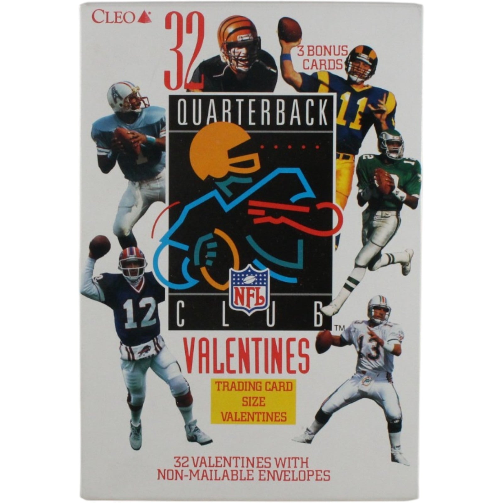 NFL Quarterback Club 32 Vintage Cleo Valentines Trading Cards Box 57476