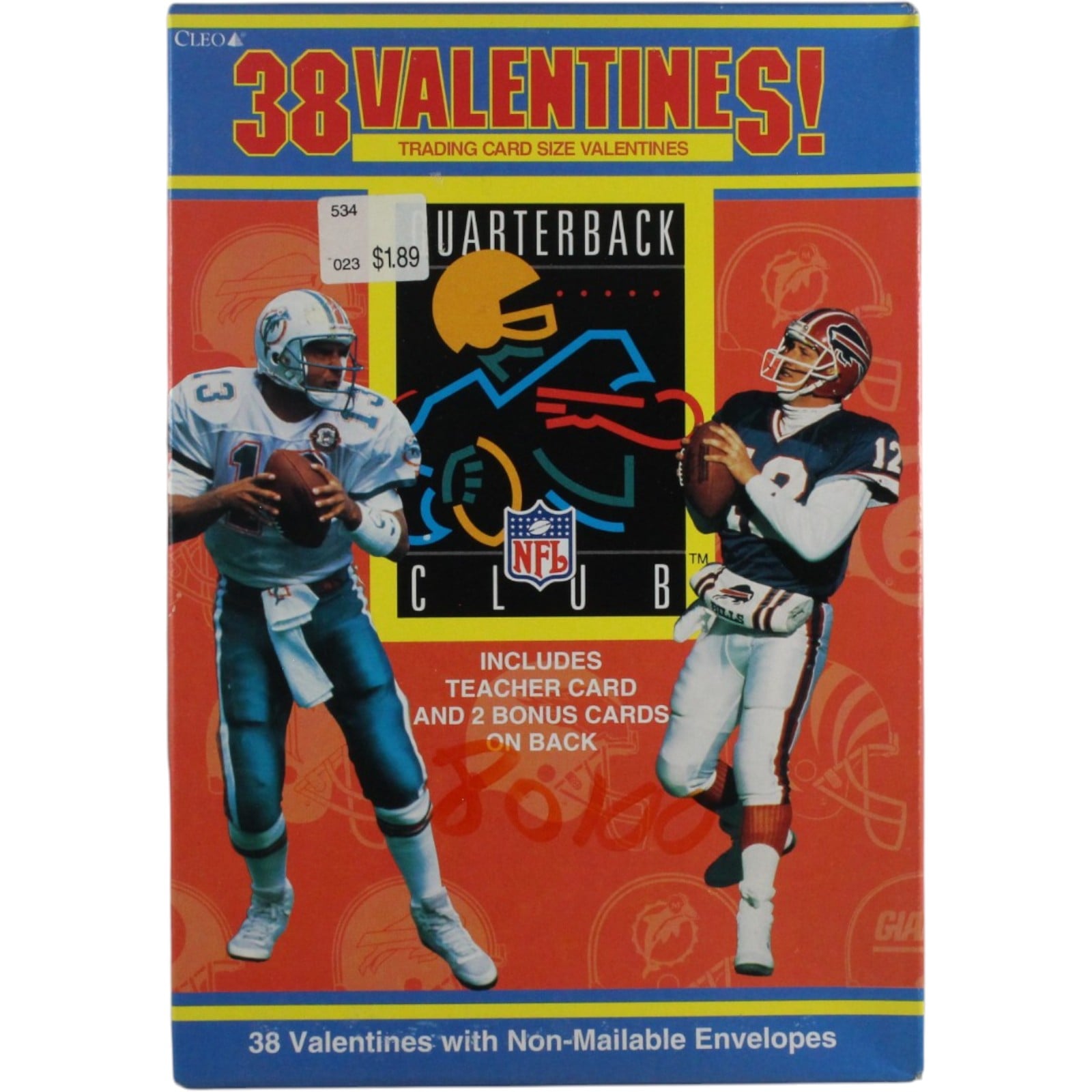 NFL Quarterback Club 38 Vintage Cleo Valentines Trading Cards Box 57479