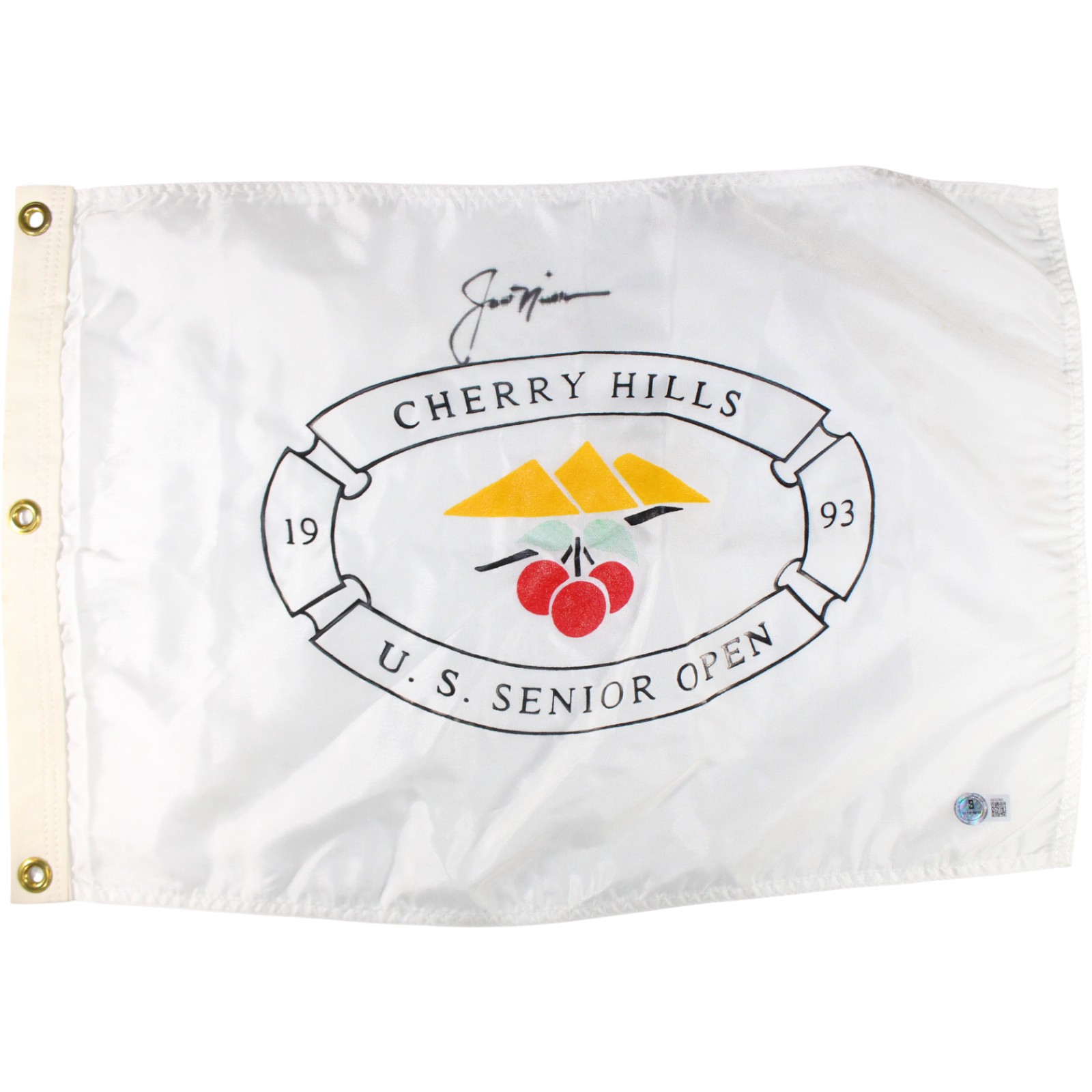 Jack Nicklaus Autographed PGA Golf Cherry Hills 93 US Senior Open Flag BAS 52851 1 Jack Nicklaus Autographed PGA Golf Cherry Hills 93 US Senior Open Flag BAS 52851