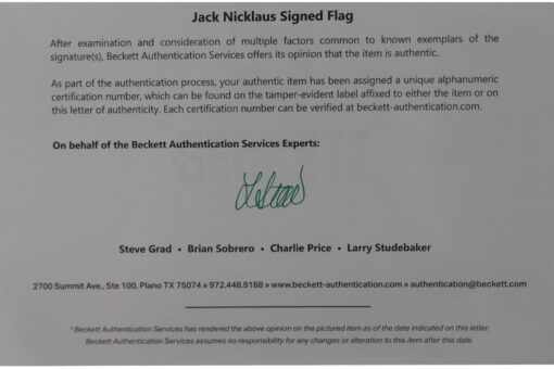 Jack Nicklaus Autographed PGA Golf Cherry Hills 93 US Senior Open Flag BAS 52851