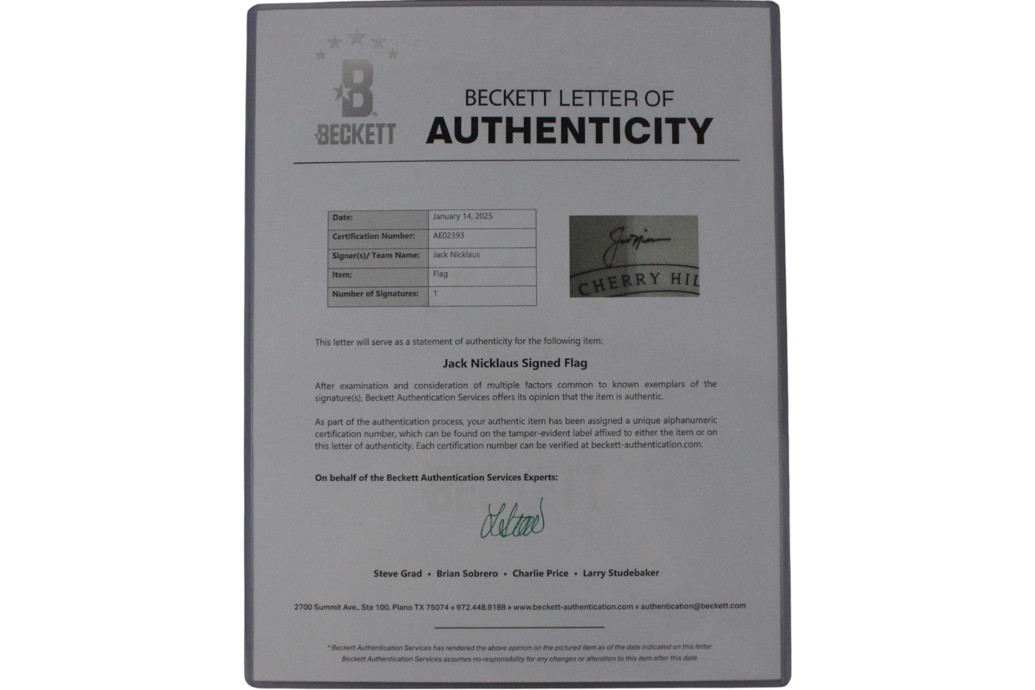 Jack Nicklaus Autographed PGA Golf Cherry Hills 93 US Senior Open Flag BAS 52851 6 Jack Nicklaus Autographed PGA Golf Cherry Hills 93 US Senior Open Flag BAS 52851