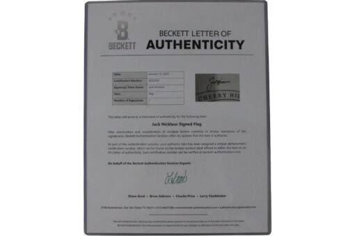 Jack Nicklaus Autographed PGA Golf Cherry Hills 93 US Senior Open Flag BAS 52851
