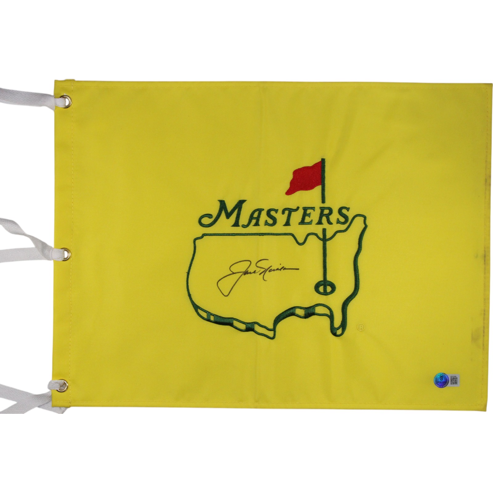 Jack Nicklaus Autographed/Signed Yellow Undated Masters Flag Beckett 50242