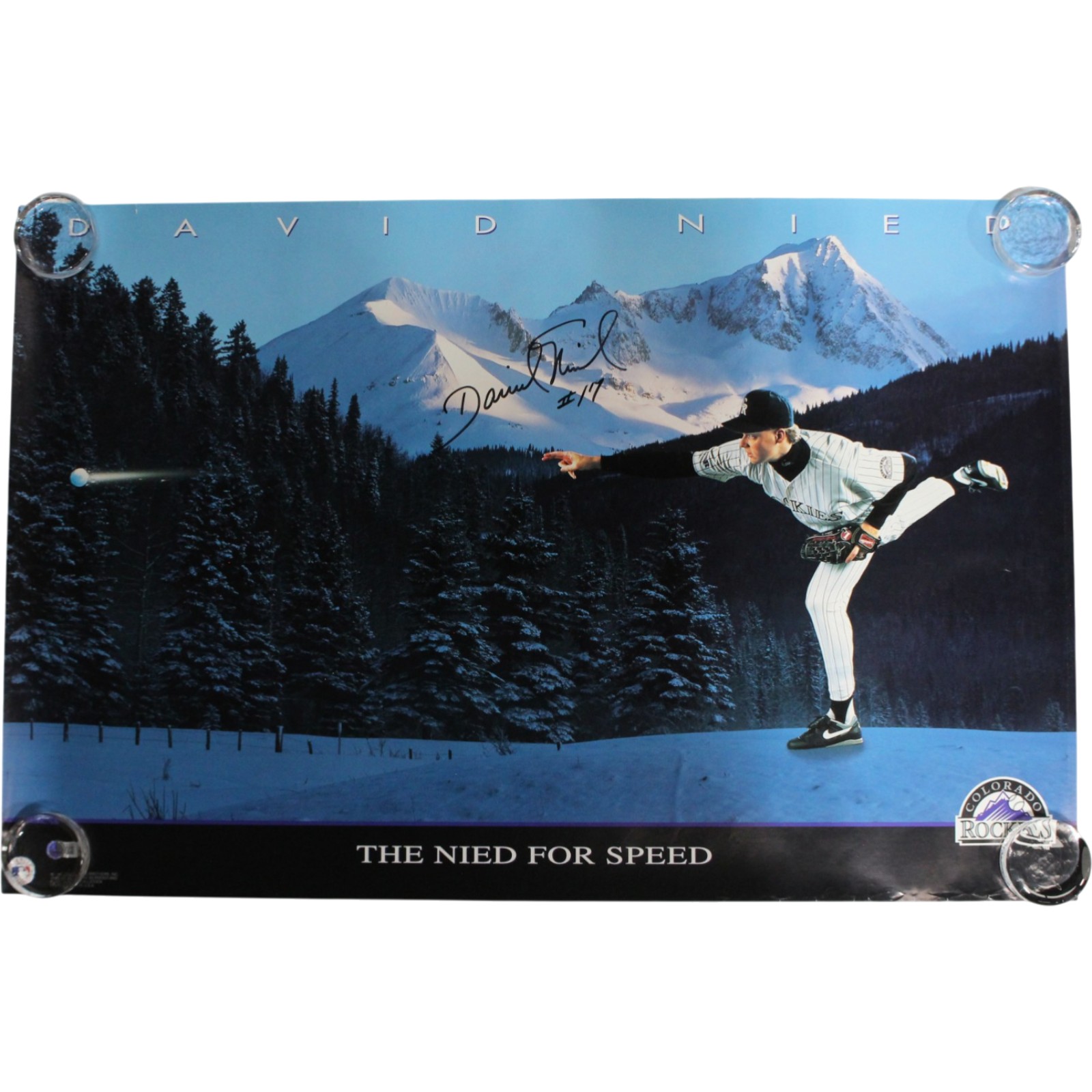 David Neid Autographed Colorado Rockies 23x35" Used Poster Beckett 55443