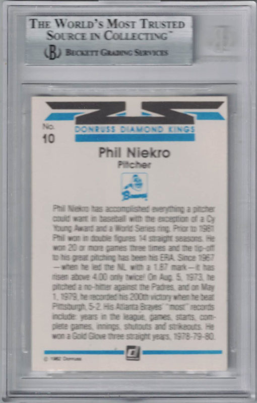 Phil Niekro Signed Atlanta Braves 1982 Donruss Diamond Kings #10 Card BAS 27034