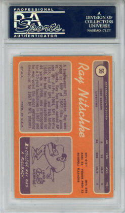 Ray Nitschke Autographed 1970 Topps #55 Trading Card HOF PSA Slab
