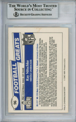 Ray Nitschke Autographed 1989 Swell #89 Trading Card Beckett Slab
