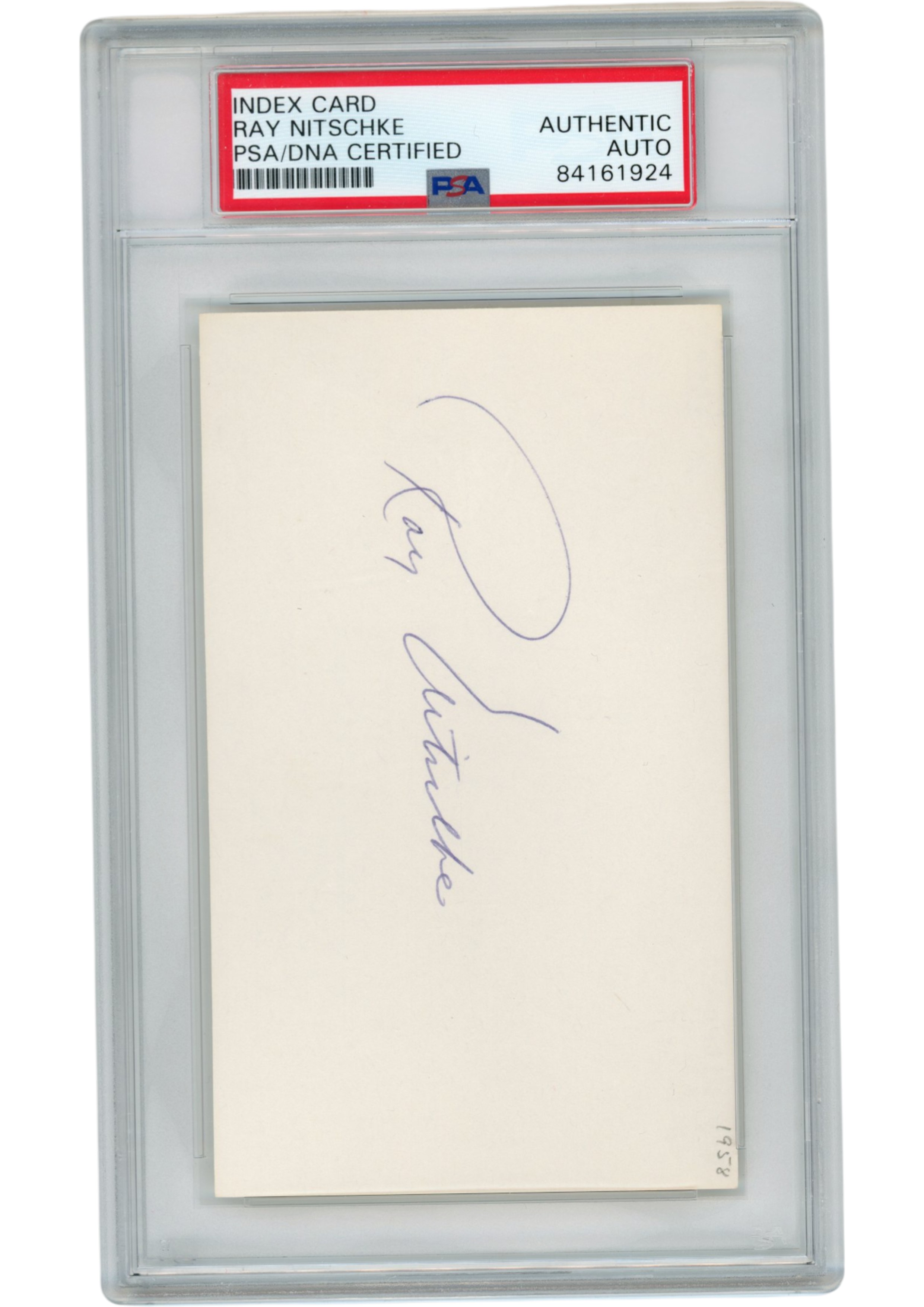 Ray Nitschke Autographed/Signed Green Bay Packers Index Card Slabbed PSA 54903