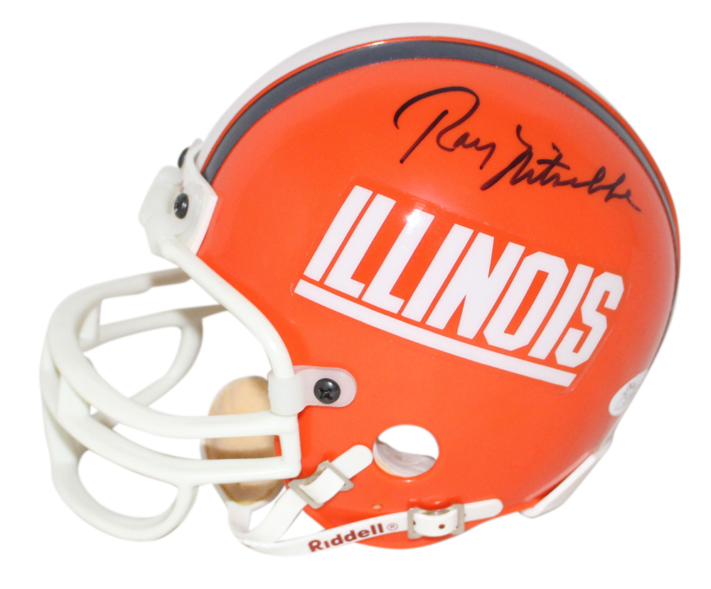 Ray Nitschke Autographed Illinois Fighting Illini Replica Mini Helmet JSA 32924