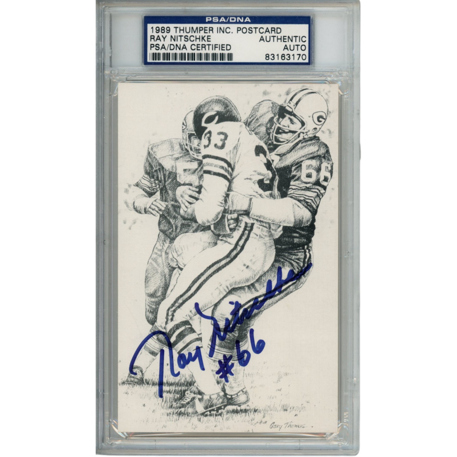Ray Nitschke Autographed/Signed Green Bay Packers Postcard PSA Slabbed 54799