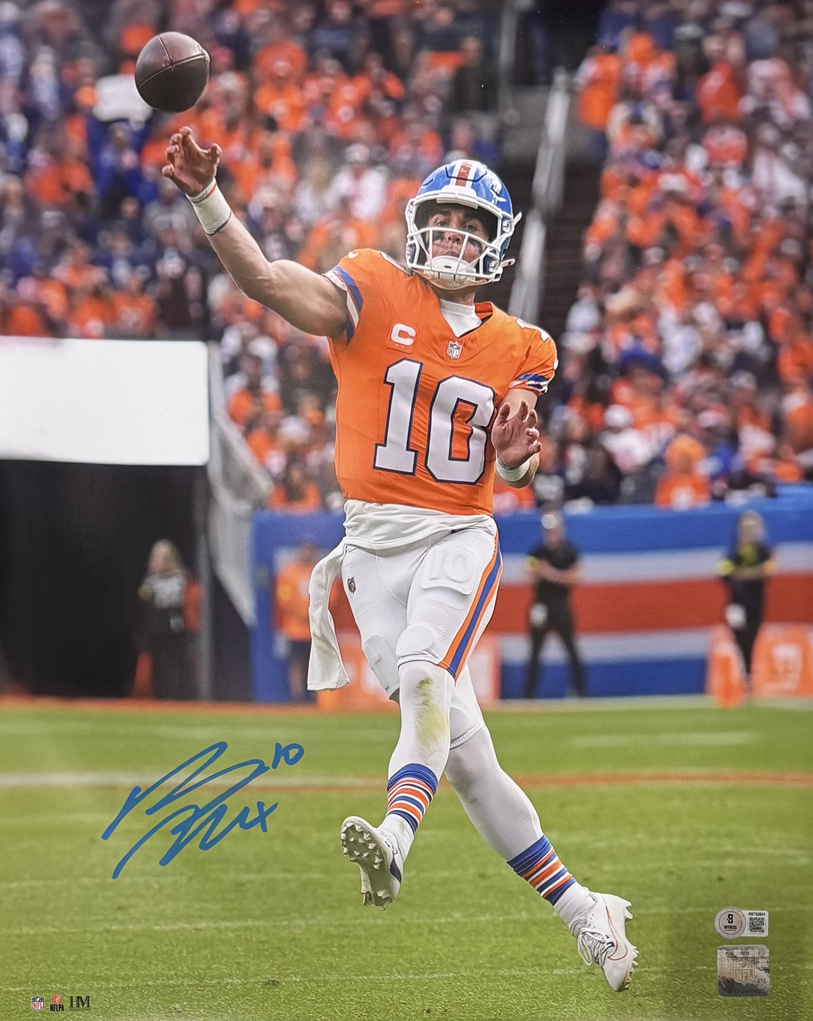 Bo Nix Autographed/Signed Denver Broncos 16x20 Photo Beckett Witness 56443