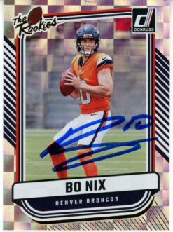 Bo Nix Autographed/Signed 2024 Donruss TR-38 Trading Card Beckett Witness 49630