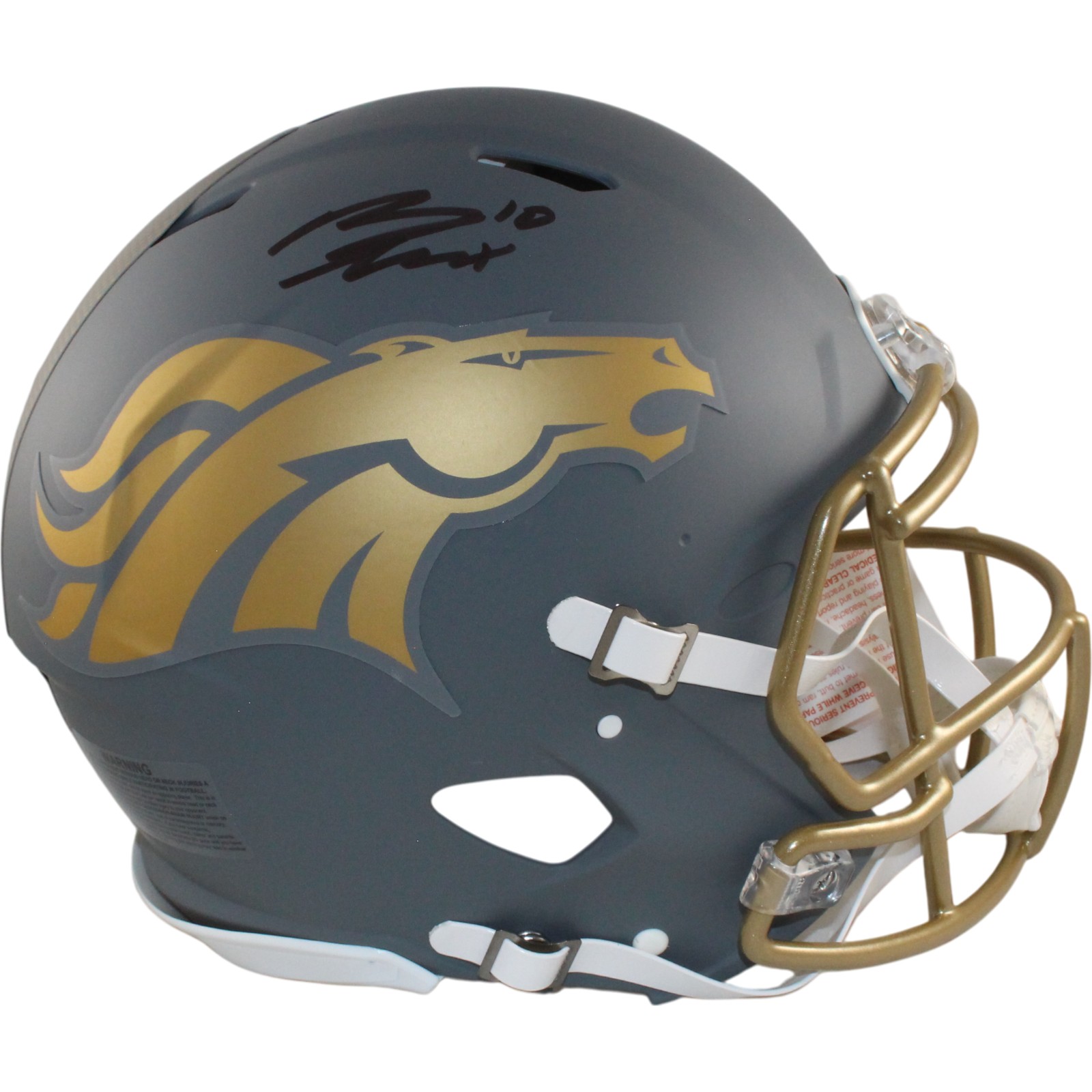 Bo Nix Autographed Denver Broncos Authentic Slate Helmet Beckett Witness 55116