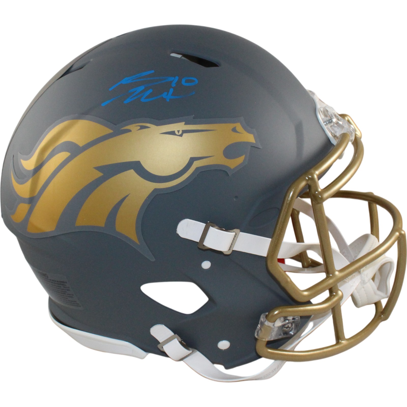 Bo Nix Autographed Denver Broncos Authentic Slate Helmet Beckett Witness 55107